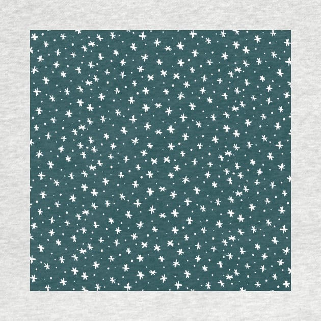 Snowflakes and dots - teal and white by wackapacka